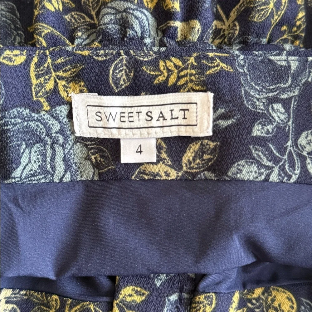 Sweet Salt Tiered Button Front Floral Maxi Skirt Size 4 Blue Boho A-line Cottage